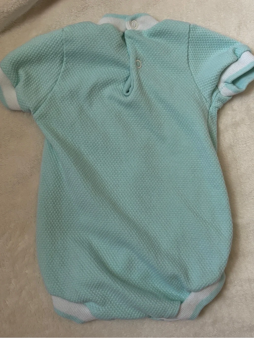 2pc Vintage Buster Brown Mint Teddy Bear Romper + HALO SleepSack Bundle 6-12M
